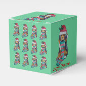 schattig zwart en bruin puppy kijken feestelijk bedankdoosjes (Voorkant Zijde)