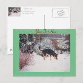 Schattig zwart en tan hond winter sneeuwscène briefkaart (Voorkant / Achterkant)