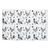 Schattig zwart en wit Cartoon kippen Kussensloop (Achterkant-Links)