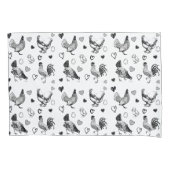 Schattig zwart en wit Cartoon kippen Kussensloop (Voorkant-Links)