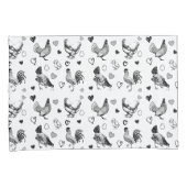 Schattig zwart en wit Cartoon kippen Kussensloop (Voorkant-Rechts)