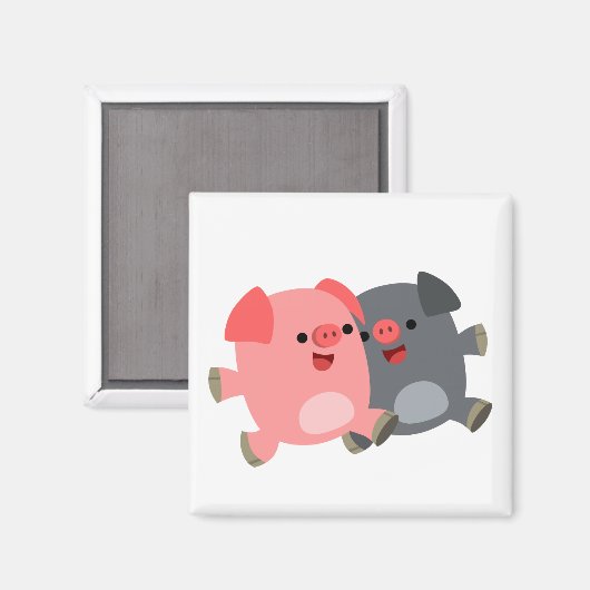 Schattig zwart en wit Cartoon Varkensmagneet Magneet (Voorkant / Achterkant)