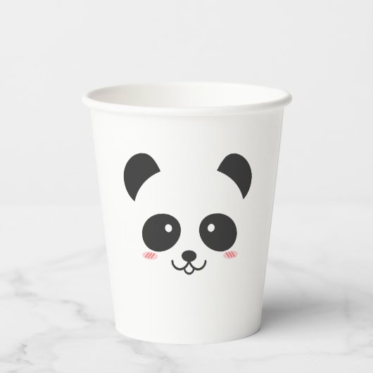 Schattig zwart en wit eenvoudige Kawaii Panda Beer Papieren Bekers (Achterkant)