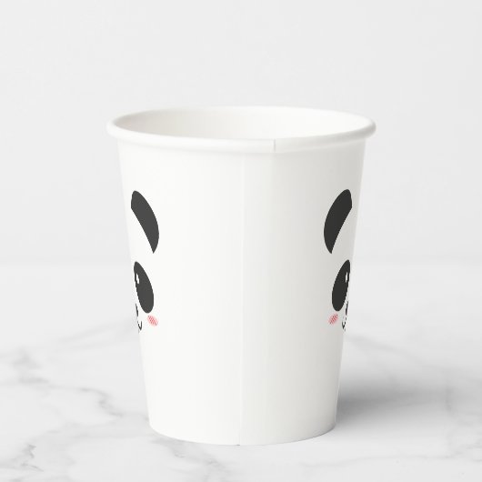 Schattig zwart en wit eenvoudige Kawaii Panda Beer Papieren Bekers (Rechts)