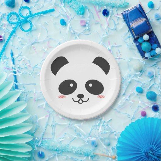 Schattig zwart en wit eenvoudige Kawaii Panda Beer Papieren Bordje (Feest)
