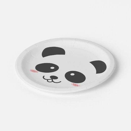 Schattig zwart en wit eenvoudige Kawaii Panda Beer Papieren Bordje (Gekanteld)