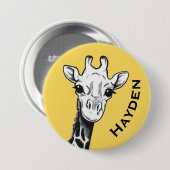 Schattig zwart en wit Giraffe tekening gepersonali Ronde Button 7,6 Cm (Voorkant /achterkant)
