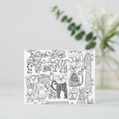 Schattig zwart en wit kattenpatroon briefkaart (Staand voorkant)