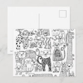 Schattig zwart en wit kattenpatroon briefkaart (Voorkant / Achterkant)