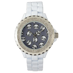 Schattig zwart en wit Panda Cartoon Pattern Horloge