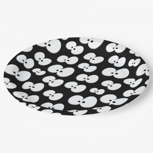 Schattig zwart en wit spooky ogen Halloween Papieren Bordje (Gekanteld)