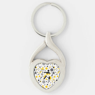 Schattig zwart geel voetbal silhouet patroon sleutelhanger