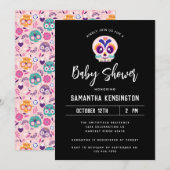 Schattig Zwart Halloween Roze Suiker Schedel Baby  Kaart (Voorkant / Achterkant)