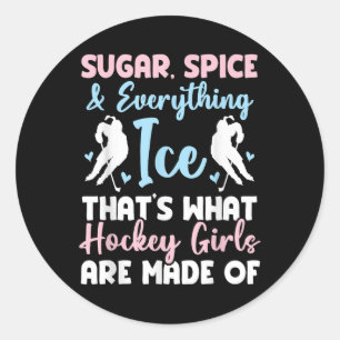 Schattig zwart ijshockey hockey meisje ronde sticker