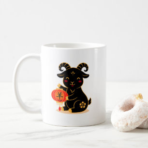 Schattig zwart jaar van de geit 2027 koffiemok