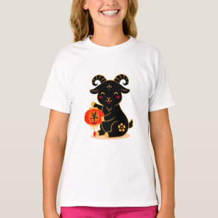 Schattig zwart jaar van de geit 2027 t-shirt