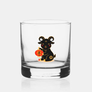 Schattig zwart jaar van de geit 2027 whisky glas