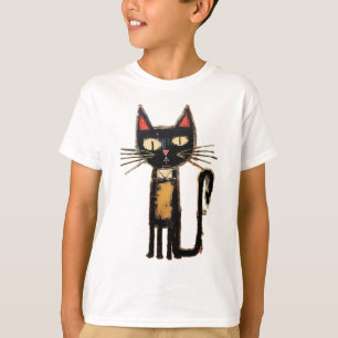 Schattig zwart kat Abstract T-shirt