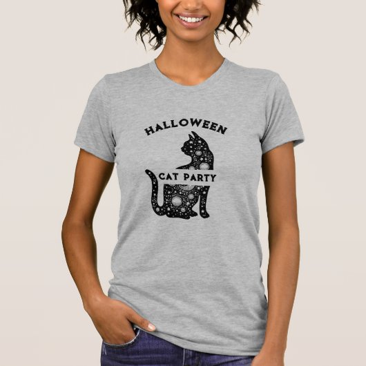 schattig zwart kat halloween party vrouw T-Shirt (Voorkant)