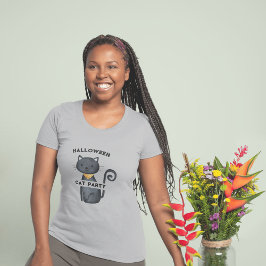 schattig zwart kat halloween party vrouw T-Shirt