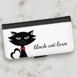 Schattig zwart kat liefde wit<br><div class="desc">Mijn kleine zwarte kat houdt van dual purpose dingen zoals een muis die zowel een speelgoed als een snack is,  dus ze houdt echt van deze portemonnee en telefoonhoesje in één. Je kunt de naam van je kat (of zelfs die van jou) toevoegen</div>
