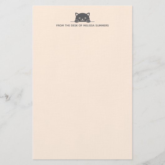 Schattig zwart kat pieken boven aangepaste tekst b briefpapier (Voorkant)