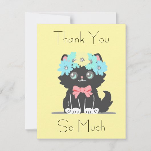 Schattig zwart Kat plat dank u kaart (Voorkant)