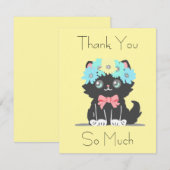 Schattig zwart Kat plat dank u kaart (Voorkant / Achterkant)