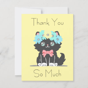 Schattig zwart Kat plat dank u kaart