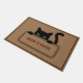 Schattig Zwart KAT Sign Huis aangepaste naam Deurmat (Schuin)