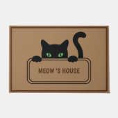 Schattig Zwart KAT Sign Huis aangepaste naam Deurmat (Voorkant)
