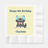 Schattig Zwart Kat Verjaardagspapier Servet (Voorkant)