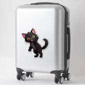 Schattig zwart katje cartoon met grote ogen sticker (Koffer)