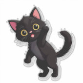 Schattig zwart katje cartoon met grote ogen sticker (Voorkant)