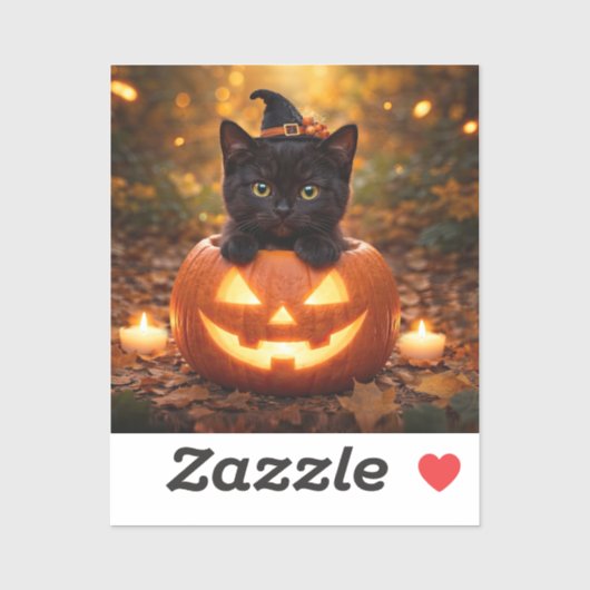 Schattig zwart katje Halloween pompoen Sticker (Vel)