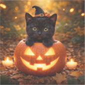 Schattig zwart katje Halloween pompoen Sticker (Voorkant)