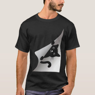 Schattig zwart katje kat glurend poesje t-shirt