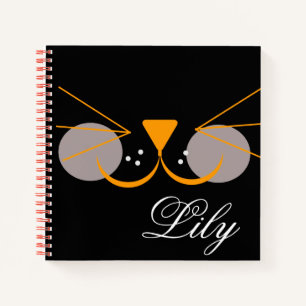 Schattig zwart kattengezicht grappig notitieboek