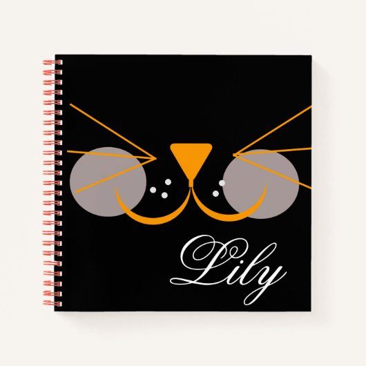 Schattig zwart kattengezicht grappig notitieboek (Voorkant)