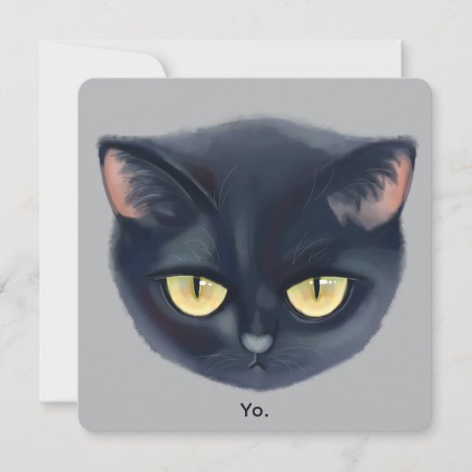 Schattig zwart kattengezicht kaart (Voorkant)