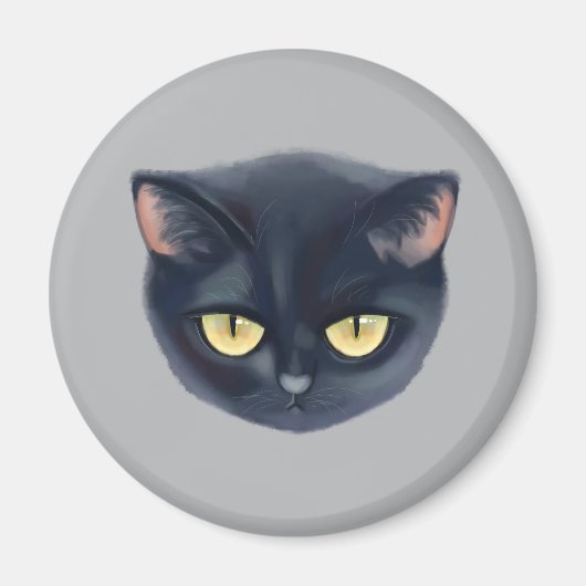 Schattig zwart kattengezicht magneet (Voorkant)