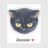 Schattig zwart kattengezicht sticker (Vel)