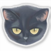Schattig zwart kattengezicht sticker (Voorkant)