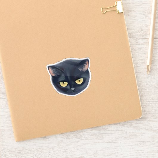 Schattig zwart kattengezicht sticker (Notitieboek)