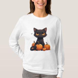 Schattig Zwart Kittens Met Pompoen  T-shirt