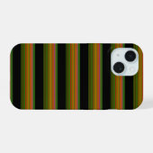 Schattig zwart kleurrijk gestreept iPhone 15 case (Achterkant horizontaal)
