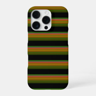 Schattig zwart kleurrijk gestreept iPhone 16 pro hoesje