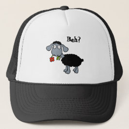 Schattig zwart lam schaap met rode bloem grappig trucker pet