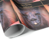 Schattig zwart lama gezicht dier gepersonaliseerd cadeaupapier (Rol Hoek)