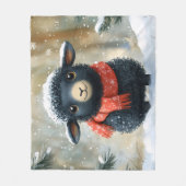 Schattig zwart lammetje met rode sjaal fleece deken (Voorkant)